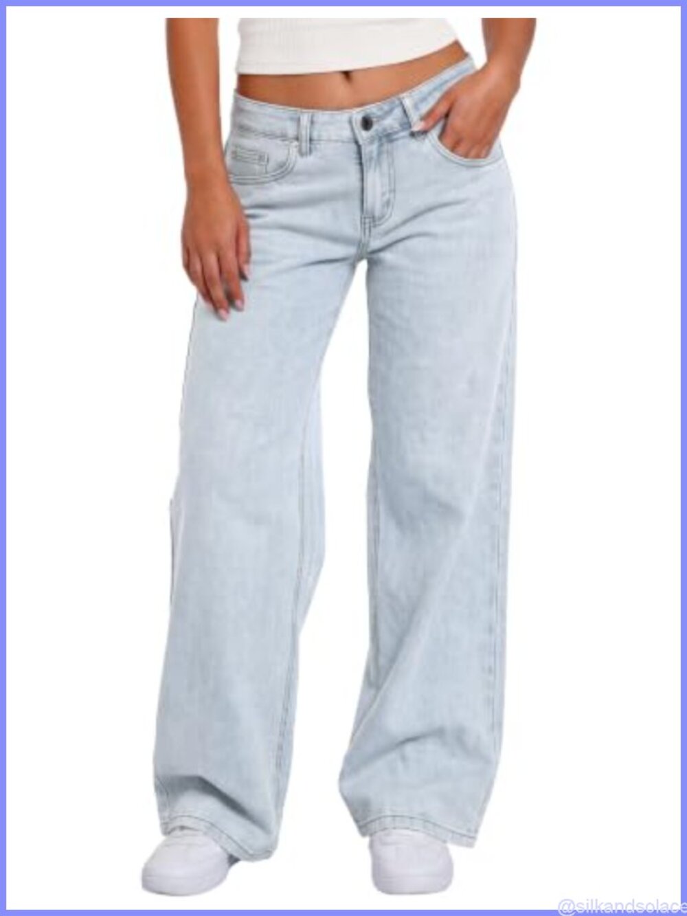 Womens Low Rise Wide Leg Stretchy Denim Jeans